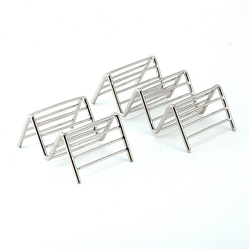 Taco Holder Stainless Steel Taco Stand Mexican Food Rack Shelf 1-4 Slots Convenient Kitchen Tool Sliver Rack Shelf