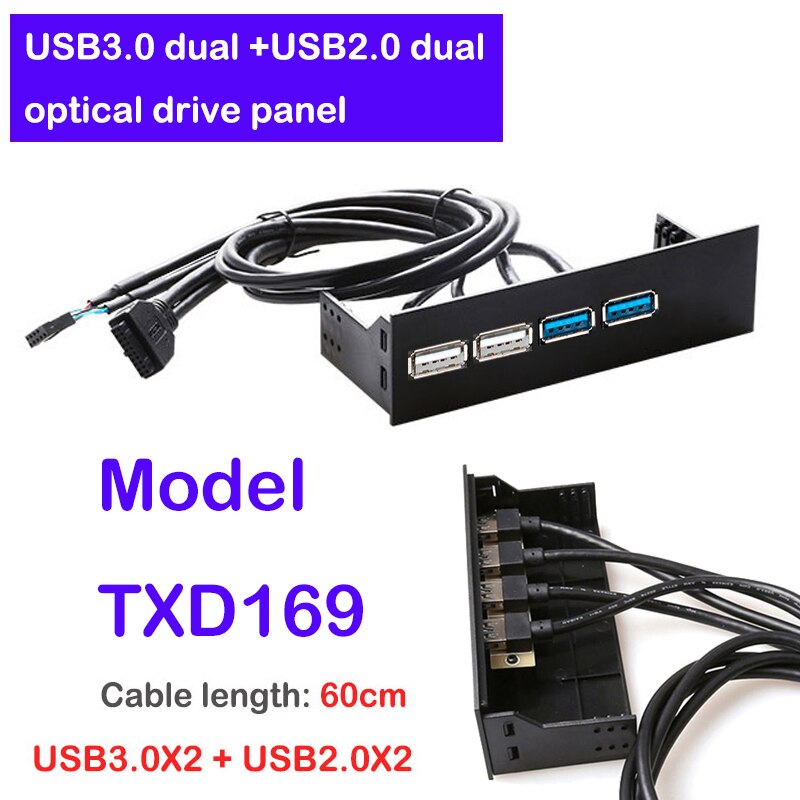 Panel Frontal USB tipo c, HUB USB 3,0, audio Mic, Plug and play, cable de 20 pines, ordenador, 5,25 pulgadas, Unidad óptica, sin energía, supervelocidad: 2Port USB3.0 USB2.0