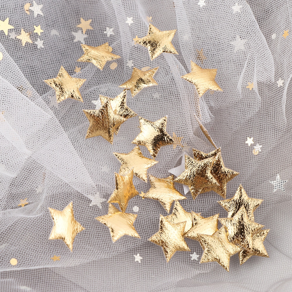 100/200 Uds. De estrellas de tela de espuma dorada/plateada para manualidades, álbumes de recortes, tarjetas, adornos en relieve, accesorios de estrellas, decoración del banquete de boda