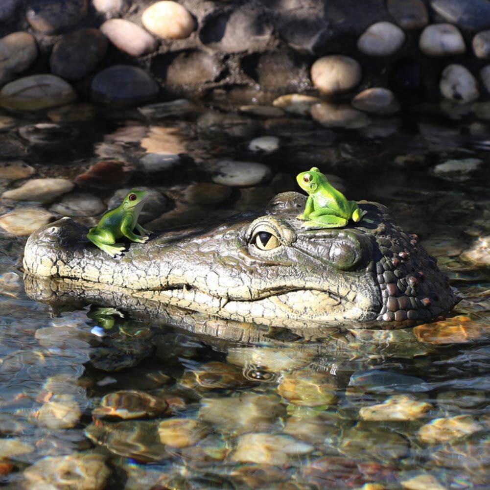 Artificial Crocodile Alligator Head Floating Foam Decoy Pond Garden For Pool E9Z5