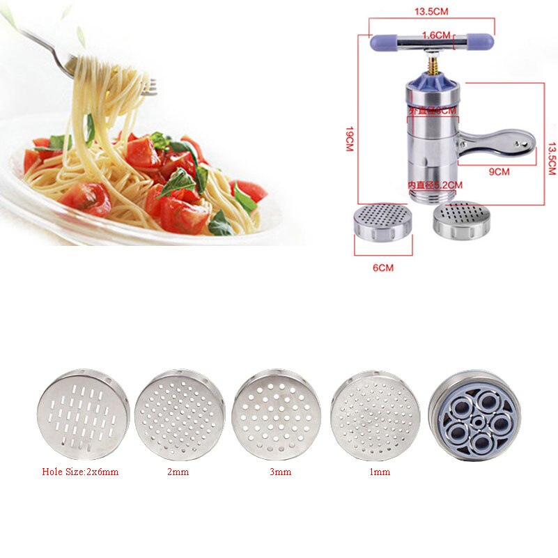 Rustfritt stål manuell nudler maker pasta som pilsner maskin presse spaetzle maker frukt juicer 5 forskjellige tidligere