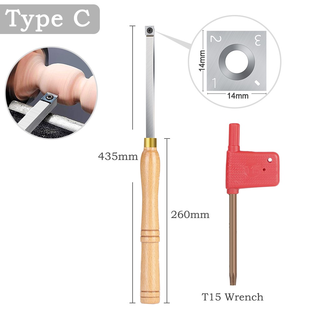 Herramienta de torneado de madera HAMPTON herramienta de torno de carpintería con inserto de carburo rugoso acabado de cuello de cisne herramientas de hueco: YELLOW