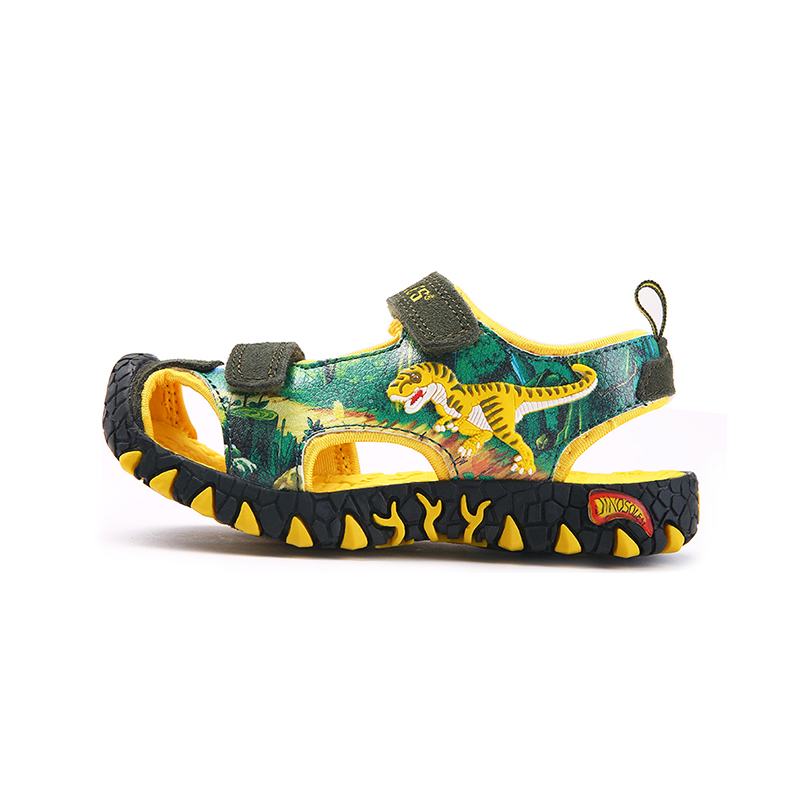 DINO-Sandalias de dinosaurios para niños de 3 a 8 años, zapatos de playa de cuero t-rex, con Velcro y Punta cerrada, a la , 2022