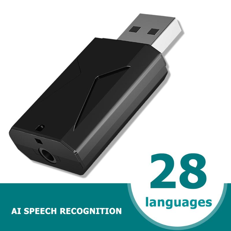 High AI Smart Microphone Translator Language Translation Speech Recognition USB Wireless Mic 28 Language Supply Black