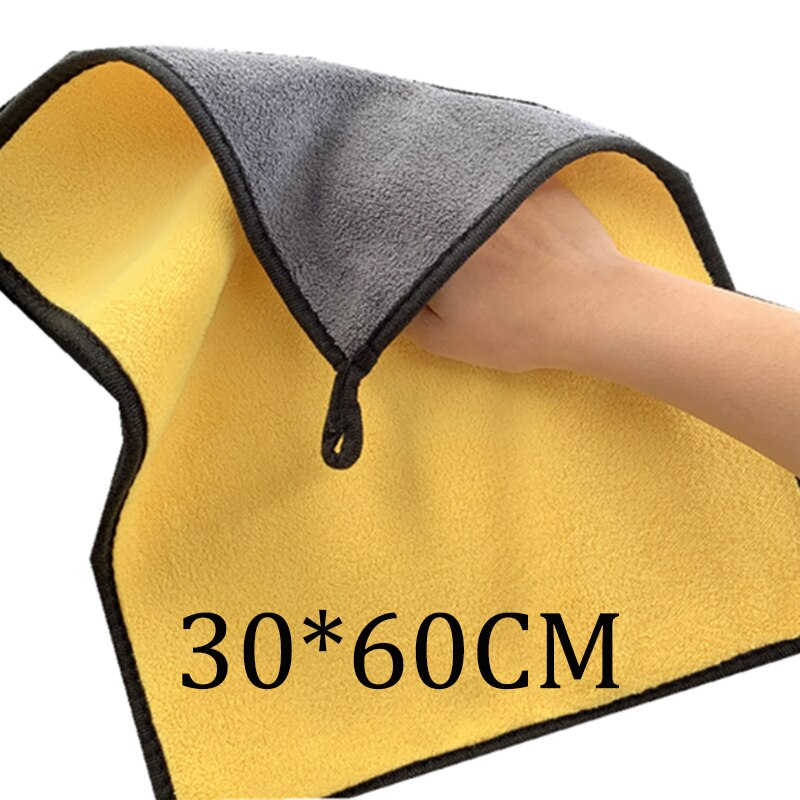 Toallas de microfibra para lavado de automóviles, paño de felpa súper grueso, lavado, limpieza, secado, absorción de cera, pulido, herramientas de lavado y limpieza automática 1 unidad: 30x60cm