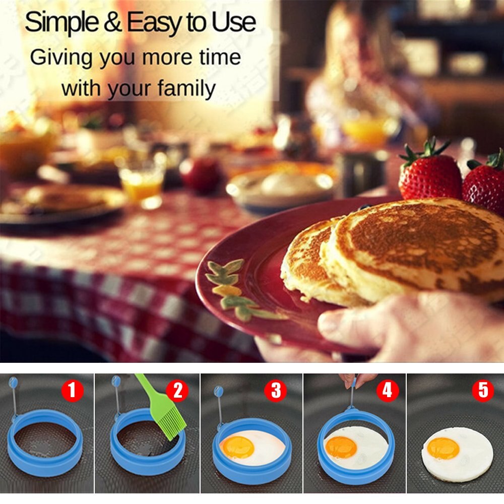 3 st silikon äggring pannkaka frukost smörgåsar benedict ägg omeletter och mer nonstick form ring rund kök prylar