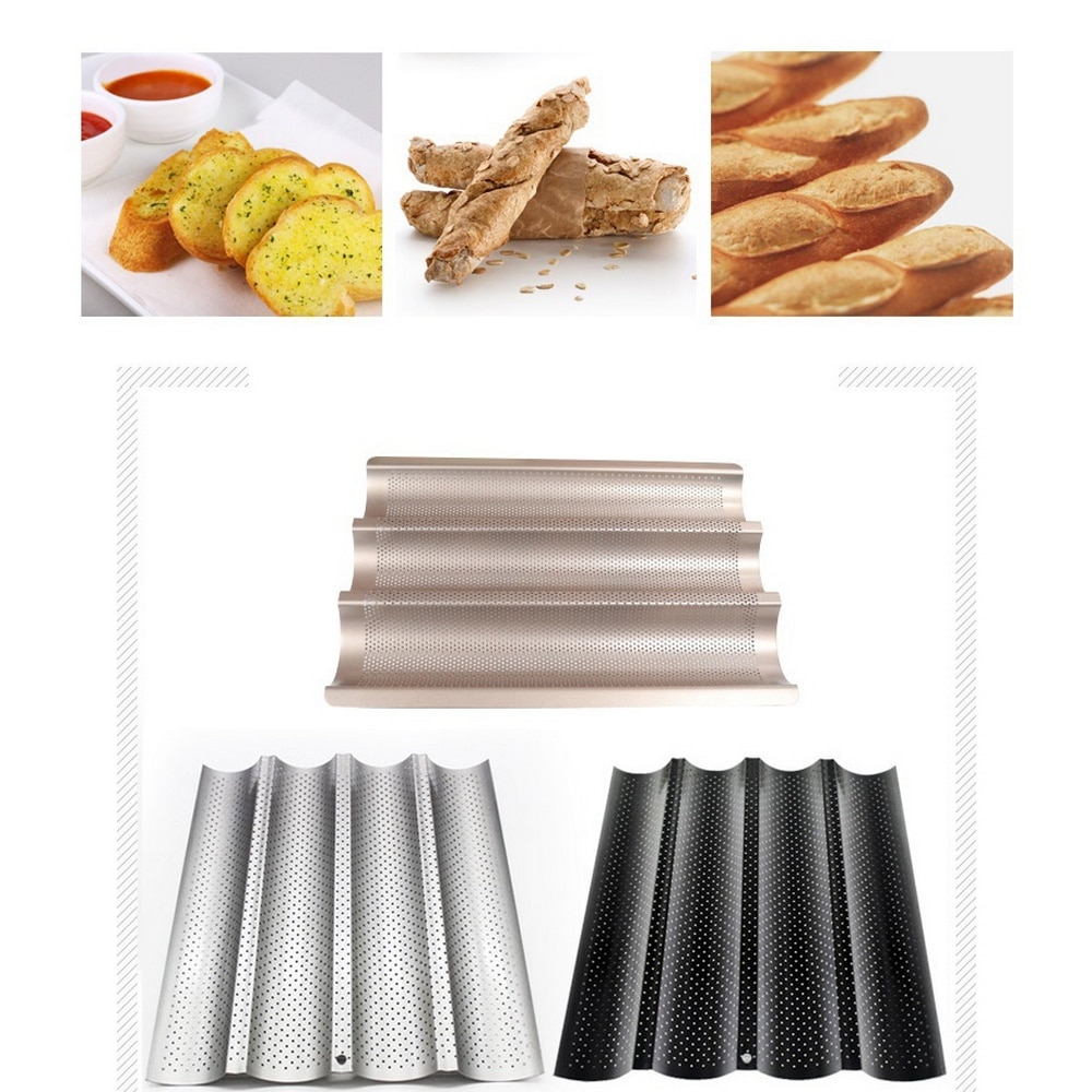 Bakplaat Wave Baguette Mould Bakken Pan Pad Koken Mat Oven Bakplaat Mat Mat Lange Stok Anti-aanbak Keuken Bakvormen gereedschap 5