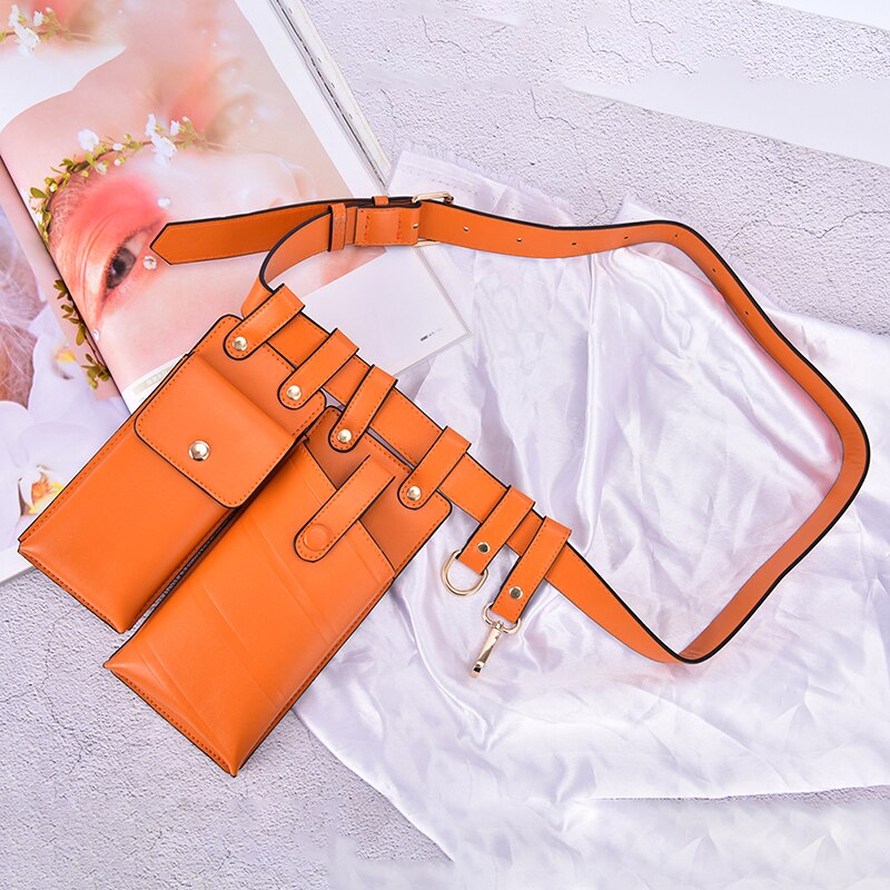 Women Waist Bag Leather Waist Belt Bag Crossbody Chest Bags Girl Fanny Pack Small Phone Pack Shoulder Strap Packs