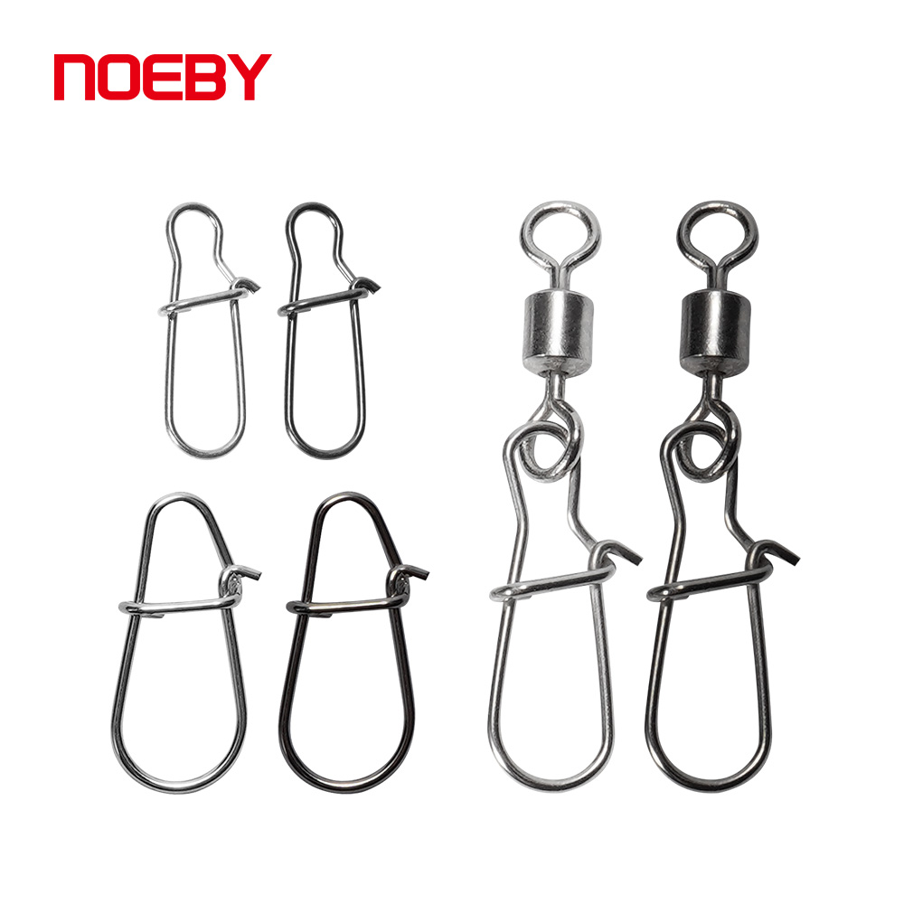 Noeby Stainless Steel Lock Snap Fishing Connector Fast Clip Swivel Solid Rings Safety Snaps Fishing Hook Tackle Snap