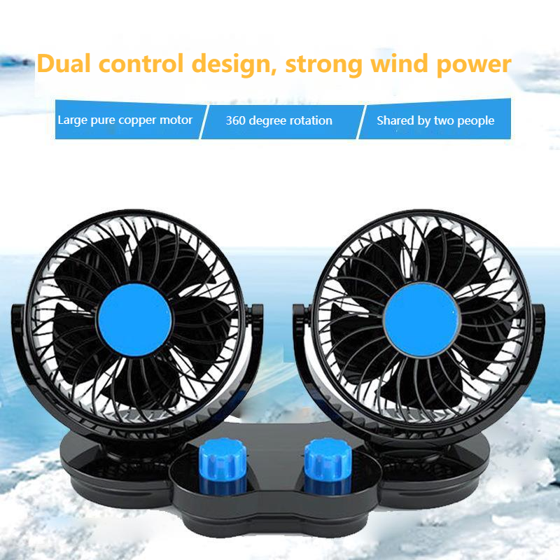 Car Mounted Fan 24V, Large Truck 12V, Sedan Universal Dual Head USB, Van Interior Cooling, Large Wind Power Electric Fan