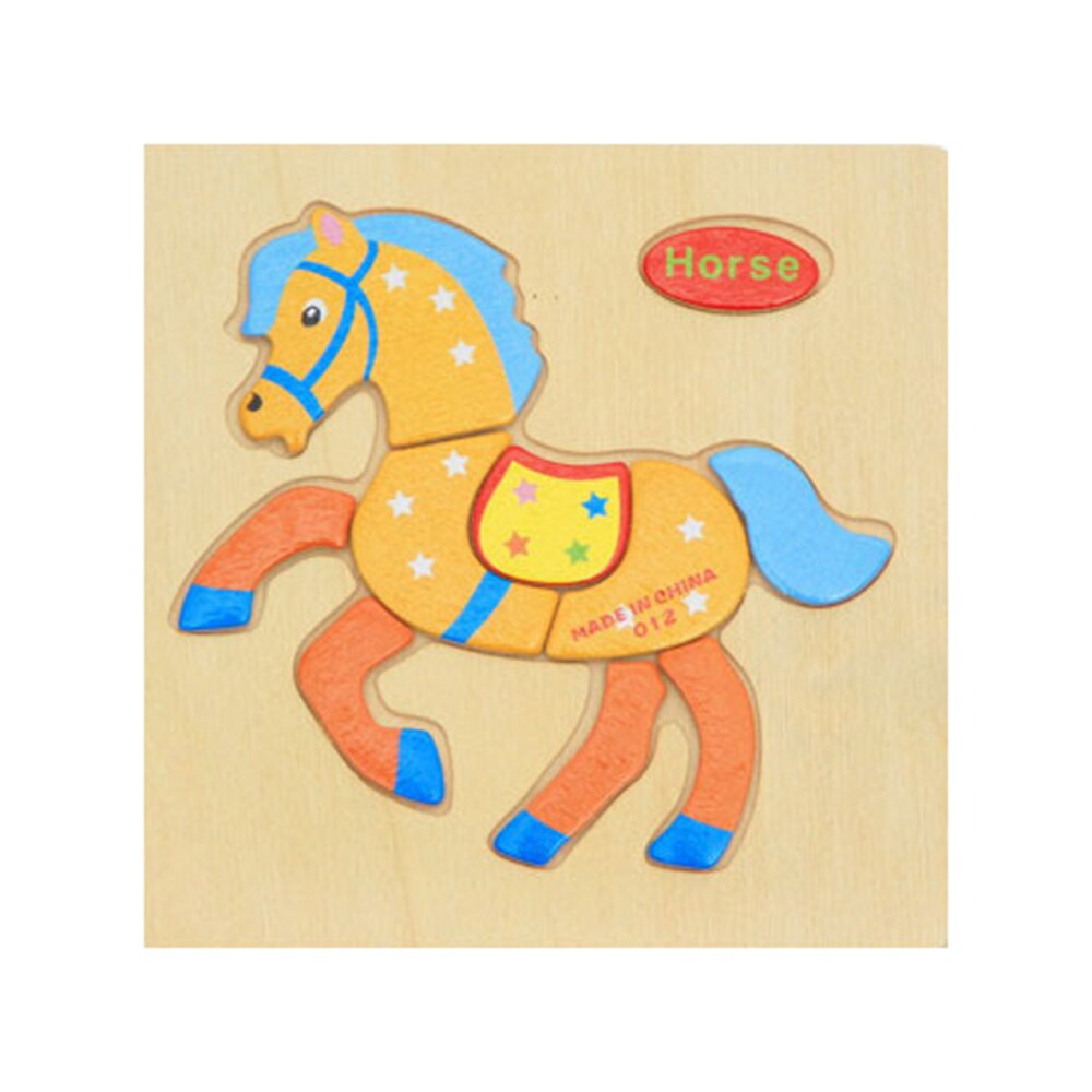 Mini Size 15*15CM Kids Toy Wood Puzzle Wooden 3D Puzzle Jigsaw for Children Baby Cartoon Animal/Traffic Puzzles Educational Toy