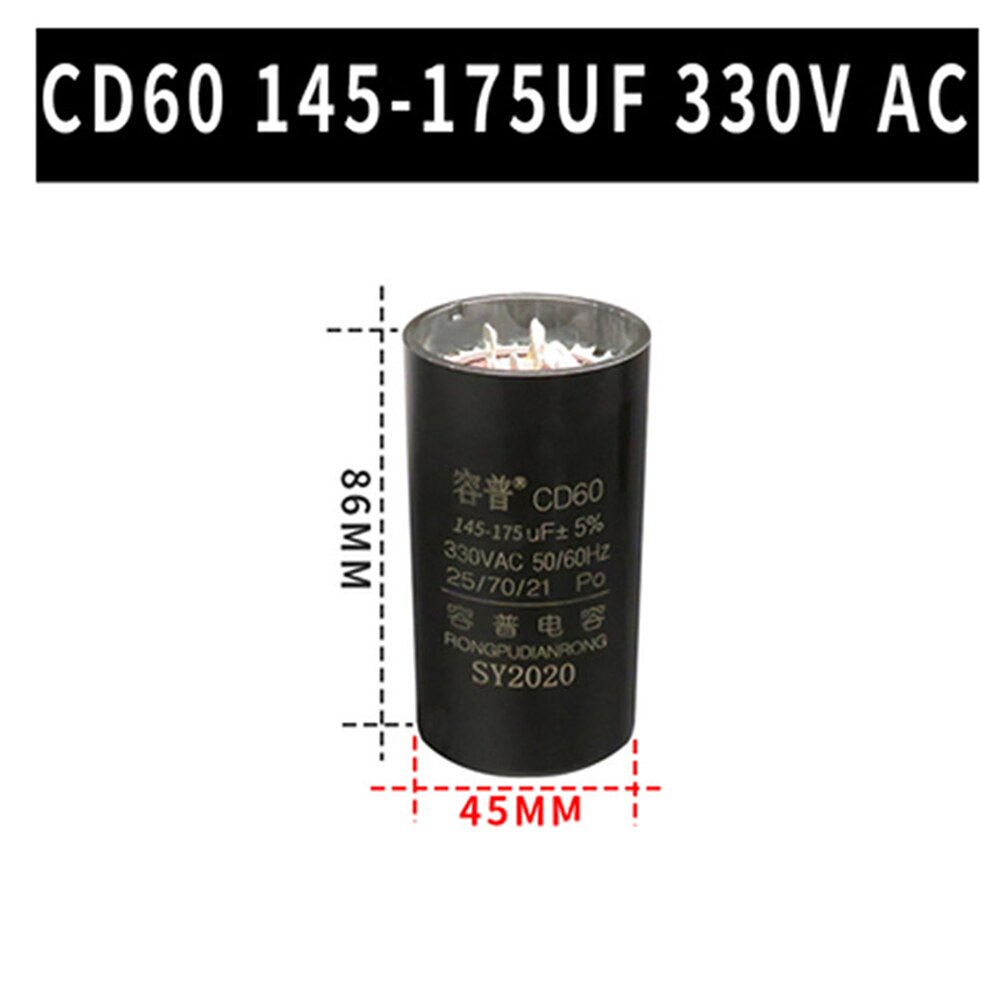 CD60 Motor Capacitor 145-175UF 161-193UF 189-227UF 216-259UF (plugs) AC330V 50/ 60HZ Fridge Compressor Start Capacitor