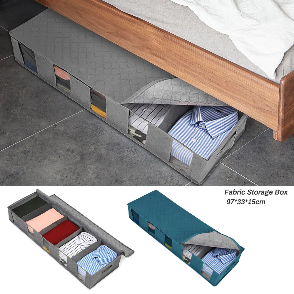 NonWoven Under Bed Storage Bag Quilt Blanket Clothes Storage Bin Box Divider Folding Closet Organizer Clothing Container Large