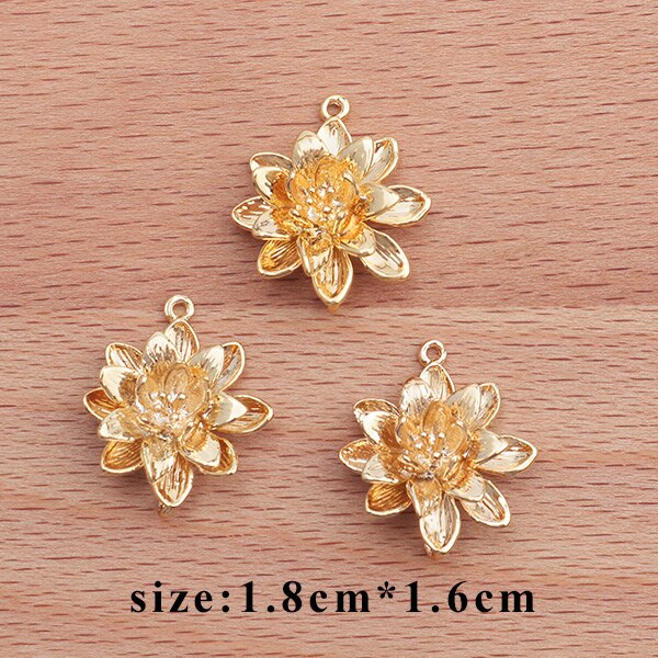 Gufeather  m336, smykketilbehør ,18k guldbelagte ,0.3 mikron, gør-det-selv-vedhæng, blomsterform, gør-det-selv øreringe, smykkefremstilling ,10 stk/parti: M33613