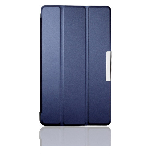 Foldet pu-læderetui til google nexus 7 fhd 2nd (2nd. generation (flip-tablet-cover med stativ, automatisk slumre-/vågnefunktion): Blå