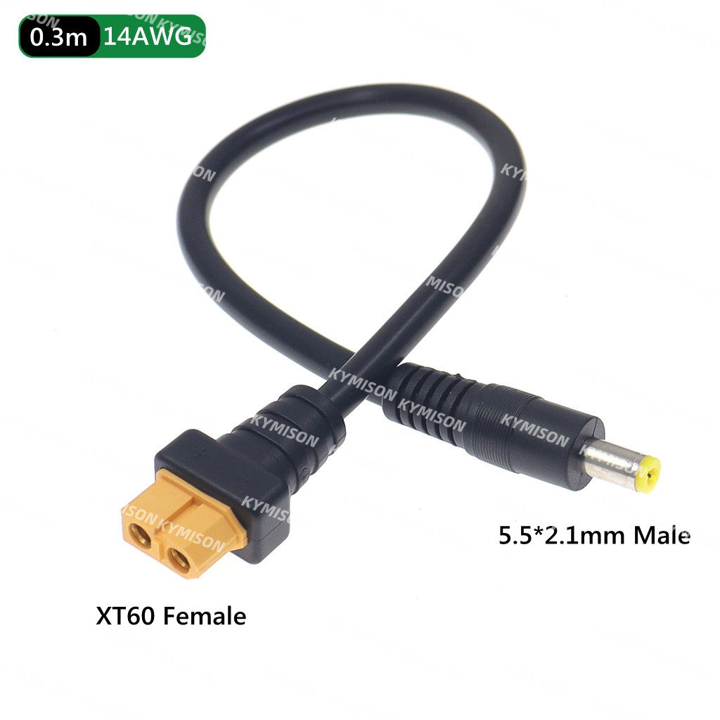 Conector XT60 macho hembra a DC 5,5*2,1/5,5*2,5mm Cable adaptador de carga de batería Cable de silicona para cargador de batería RC: Naranja