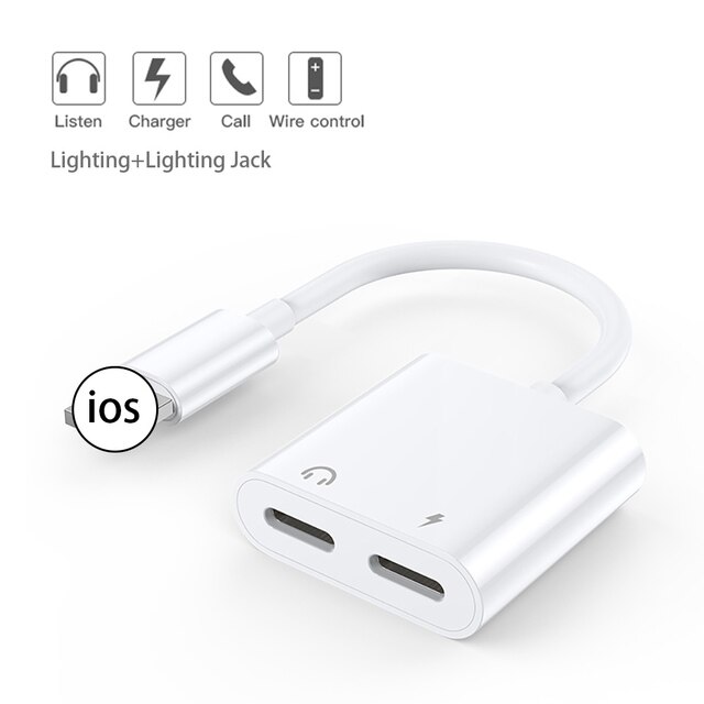 Ilepo Charger Audio Adaptador Jack Adapter Voor Iphone 7 8X11 Hoofdtelefoon Adapter Voor Lightning Naar 3.5 Mm Jack hoofdtelefoon Splitter: type 2