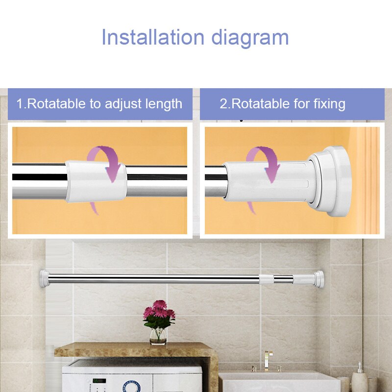 Newly Spring Loaded Telescopic Rods Adjustable Rail Poles Clothes Wardrobe Tension Rail Pole Rods MK