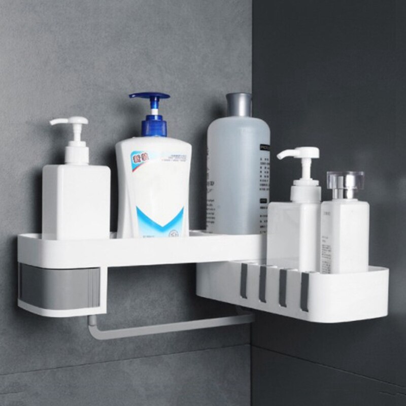 Naadloze Roterende Statief Naadloos Badkamer Plank Hoek Bad Opslag Houder: GY