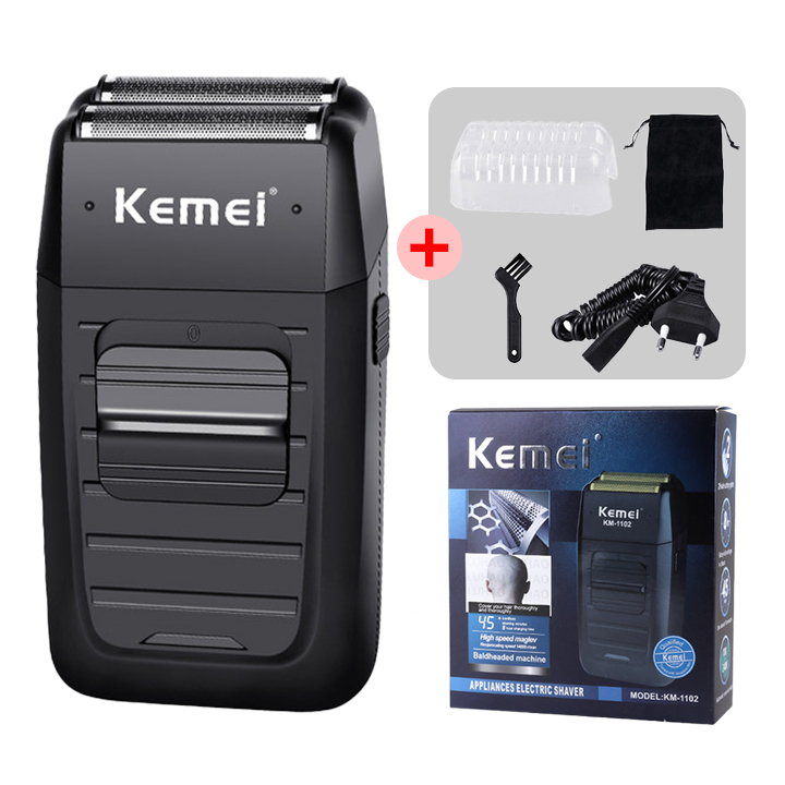 Kemei Rechargeable Cordless Shaver for Men Twin Blade Reciprocating Beard Razor Face Care Multifunction Strong Trimmer KM-1102: Gold