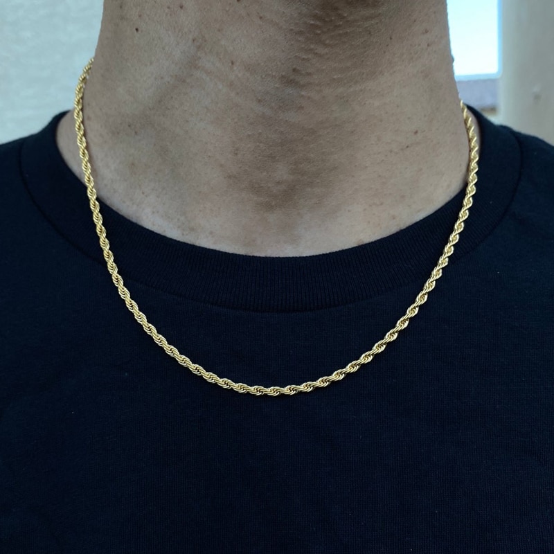 Mode Mannen Touw Ketting Ketting 3Mm Breedte Rvs Ketting Ketting Voor Mannen Sieraden Kraag Hombre: gold / 24inch(60cm)