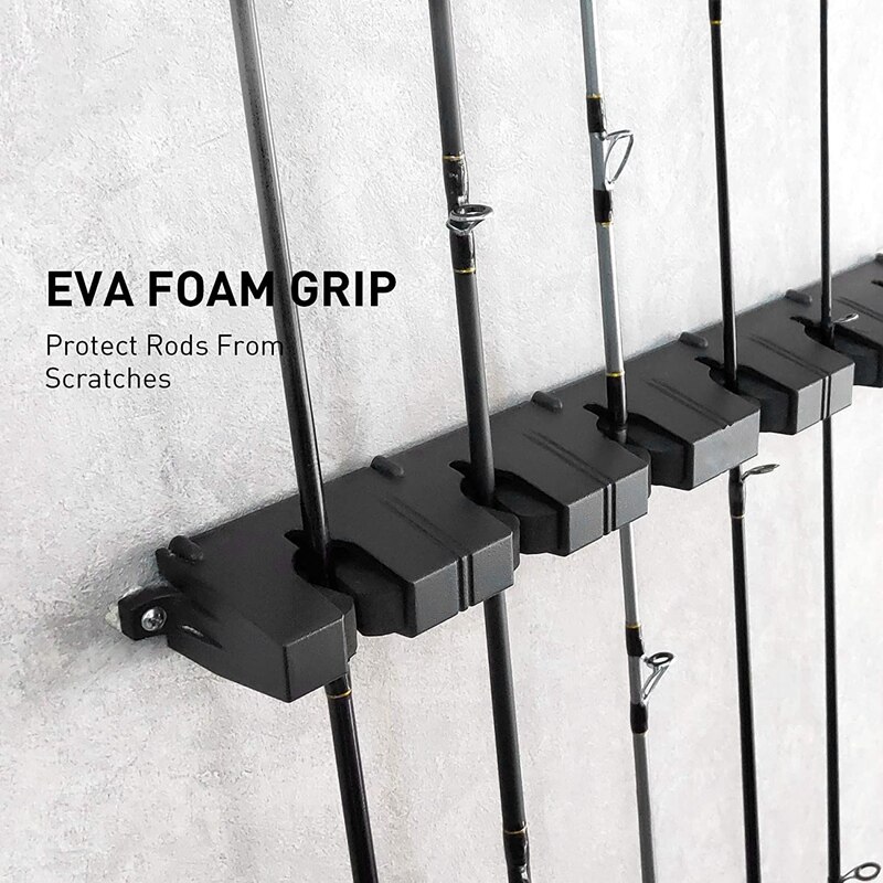 Fishing Vertical Rod Rack Horizontal Fishing Pole Holder Wall Mount Modular Support 6 Rod for Garage