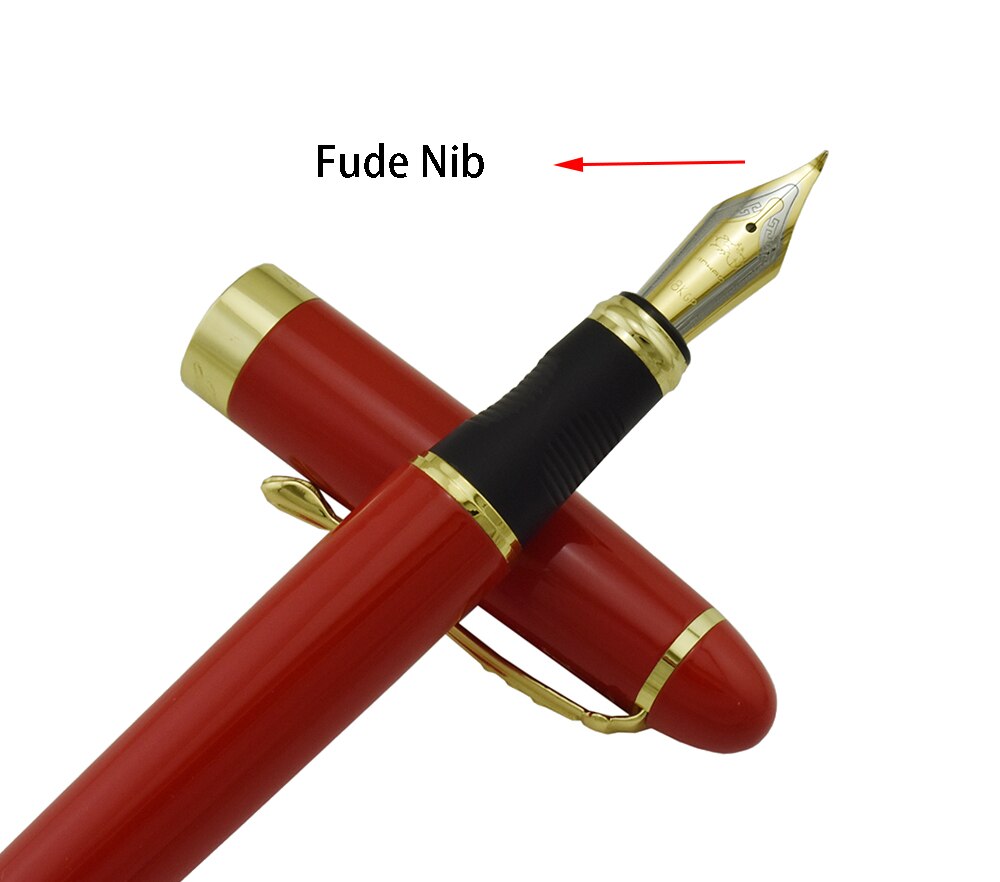 Jinhao X450 Metalen Kalligrafie Gebogen Nib Vulpen 450 Geavanceerde Klassieke Inkt Pen met Gouden Clip voor Kantoor School Thuis praktijken: Bright Red