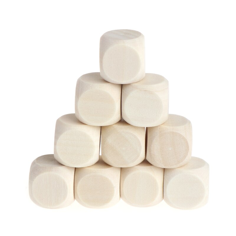 10 stuks 6 blanco houten dobbelstenen voor feestjes, familie, doe-het-zelf, spelletjes, printen, graveren, kinderspeelgoed 62kf