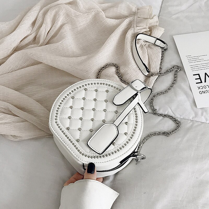 Marka małe gnida okrągłe torebki damskie wysokiej jakości PU skóra Lingge torba ładna dziewczyna na ramię posłaniec kobiet torba worek Bolsa