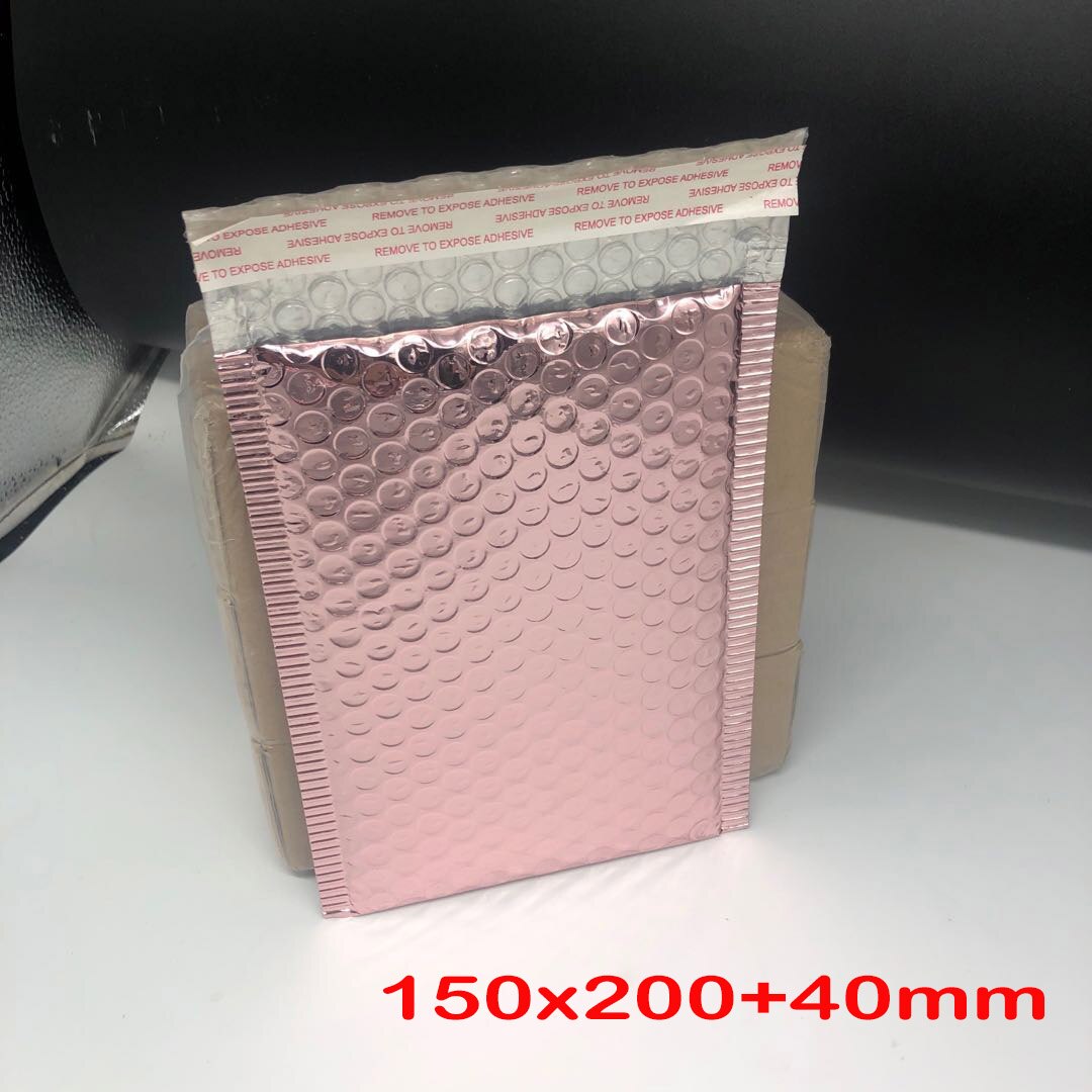10pcs Rose Gold Foil Plastic Padded Bubble Envelopes Bags Mailers Envelope Bubble Mailing Bag Business Wedding Supplies: 15x20cm 10pcs