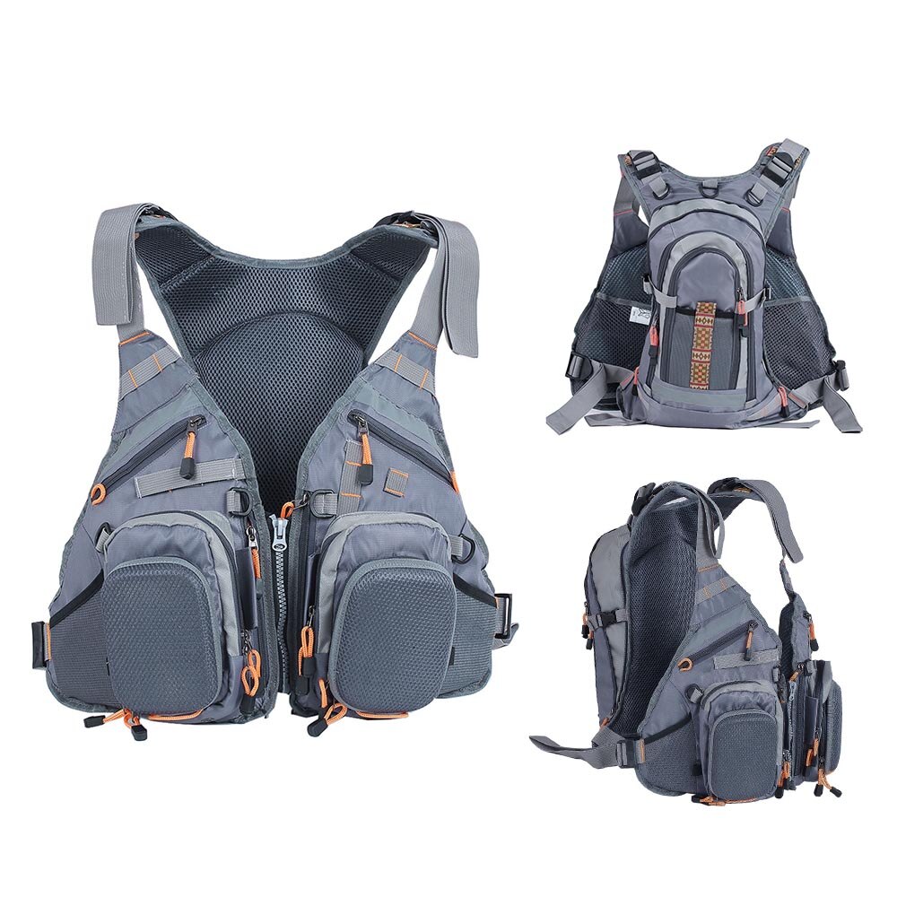 Lixada 3 In 1 Mesh Fly Fishing Vest and Backpack Breathable Fishing Safety Life Jacket Utility Vest Kayak Sailing Boating