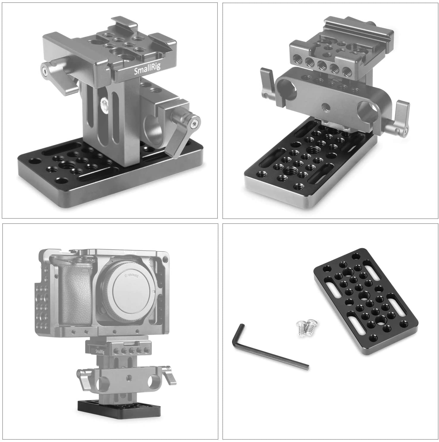 SmallRig Switching Cheese Plate Camera Mounting Plate With Threaded Holes for Cage/ Railblock /Dovetails/ Short Rods - 1598