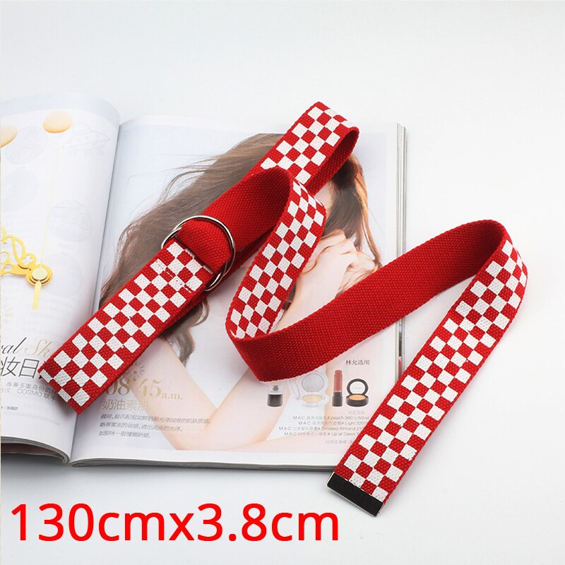 Ceinture en toile pour femmes, taille décontracté, style Hip Hop, carreaux, longue, collection 125: 151-red