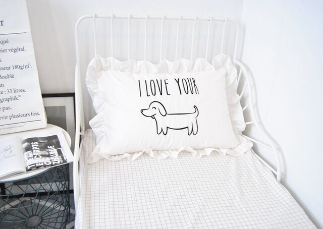 Enfants mignon 100% coton à volants taie d'oreiller solide blanc à volants taie d'oreiller européenne taie d'oreiller protecteur literie 48*74cm: 8