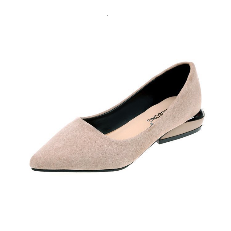 Tamaño grande individual 35-43 zapato Mujer otoño Zapatos señoras planos bajo con boca baja Zapatos De Mujer Sapato femenino: beige / 5,5