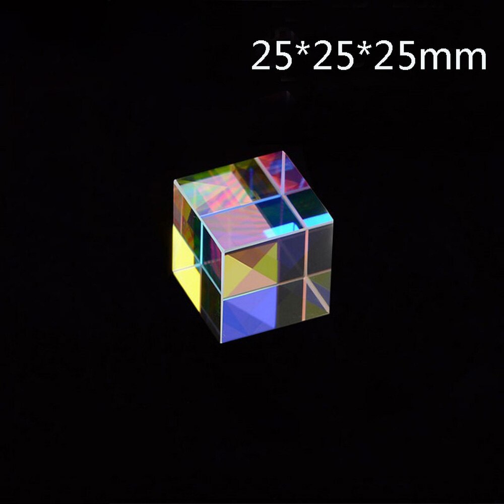 Optical Glass Cube Defective Cross Dichroic Prism Mirror Combiner Splitter Decor 25x25mm Transparent Module Toy Teaching Tools