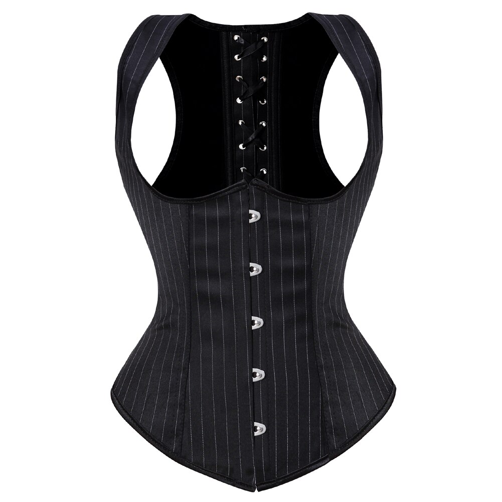 Frauen&#39;s Korsett gestreift Riemen sexy Outfit Underbust Korsett Taille Cincher Karosserie Gestalter schlank Korsett Plus Größe Schwarz vollbusiger oben: XXXL