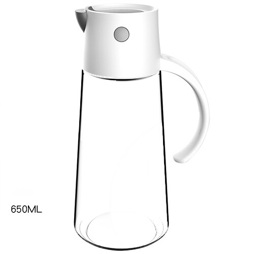 Distributeur automatique de bouteilles d&#39;huile à couvercle ouvert, Sauce créative, verre de cuisson, bouteille de rangement étanche, salade, outil de cuisine, accessoire: White-650ml