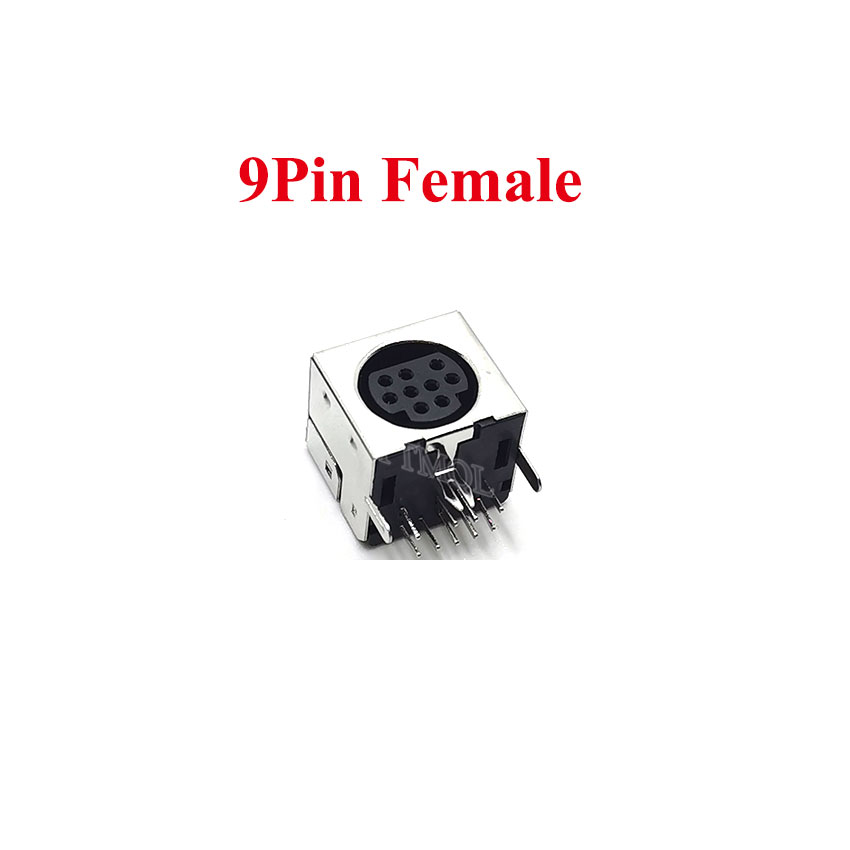 1pcs Mini Din 9 Pin Female Male Din Sockets MD-SM Shield Right Angle Through Holes PCB Circular Receptacle Connector: army green