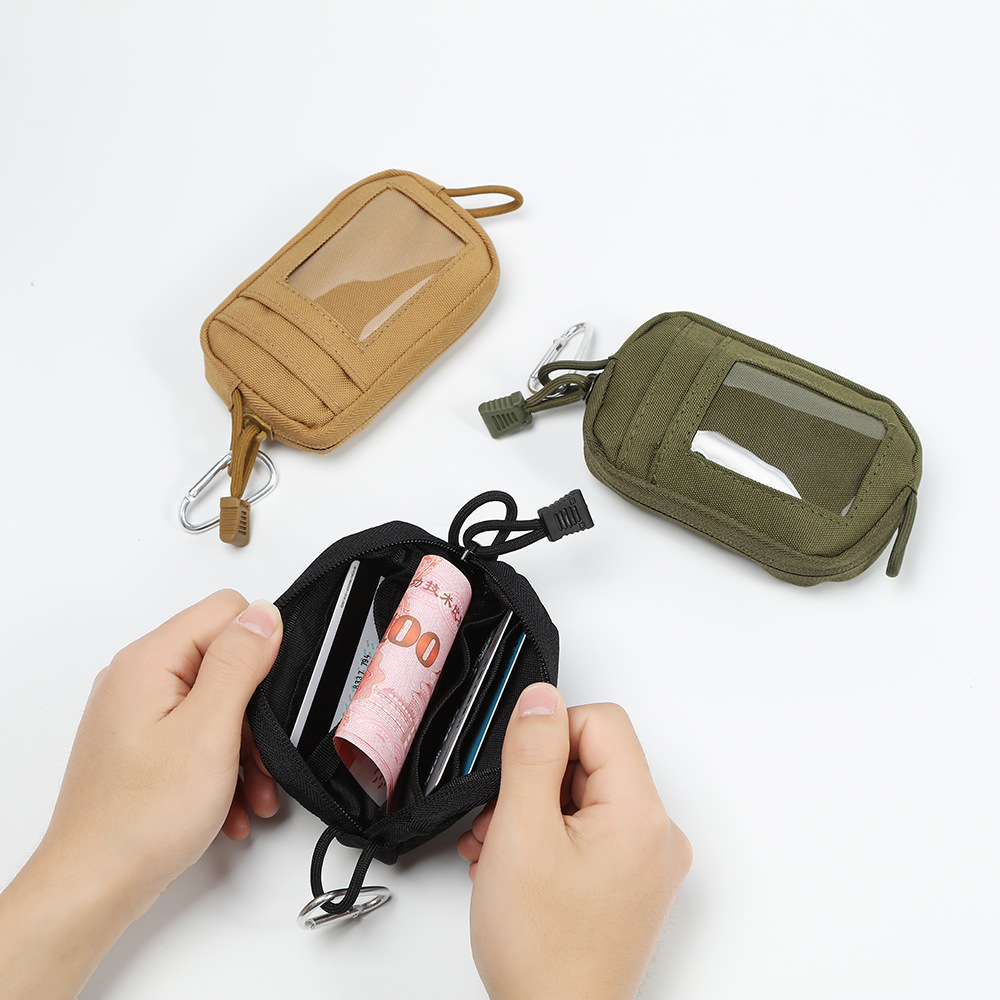 Tarjetero de nailon para hombre, billetera delgada y sencilla, resistente al agua, con cremallera