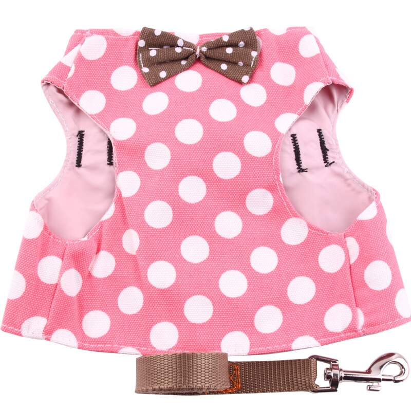 Red Plaid Dog Dress Harness & Leash Set for Small Dogs and Cats - Pearl
