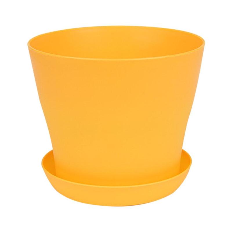 1pc Flower Pot Colorful Durable Resin Plant Flower Pot Tray Planter Garden Home Saucer Decoration Holes with Gloss a Draina S3E2: Yellow