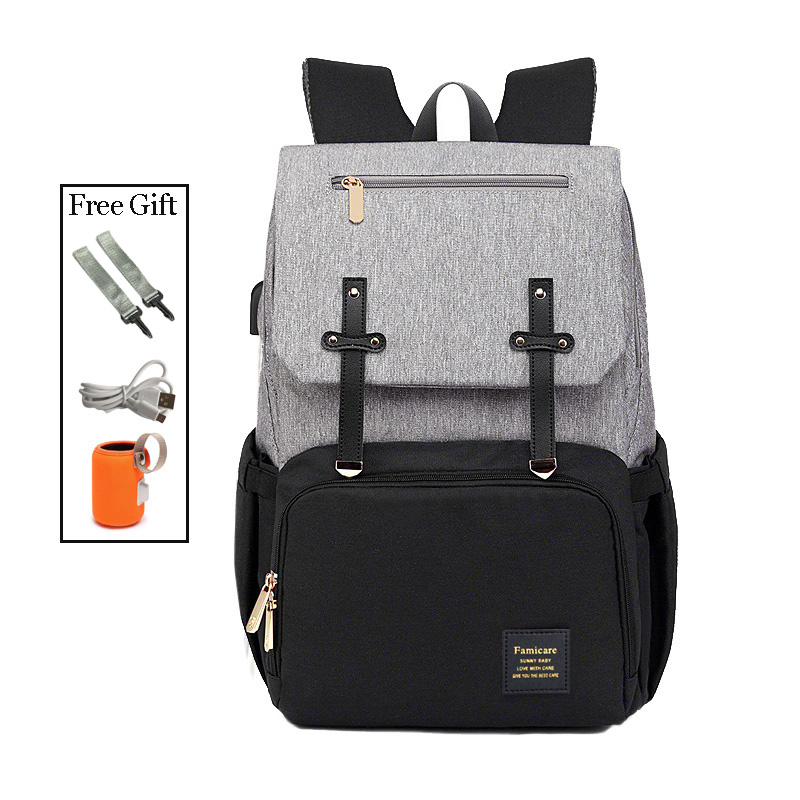Sac à dos à couches pour bébé, sac de poussette pour maman papa, sac à main Oxford étanche, Kits de couches d'allaitement, sacs de maternité, support chauffant USB,