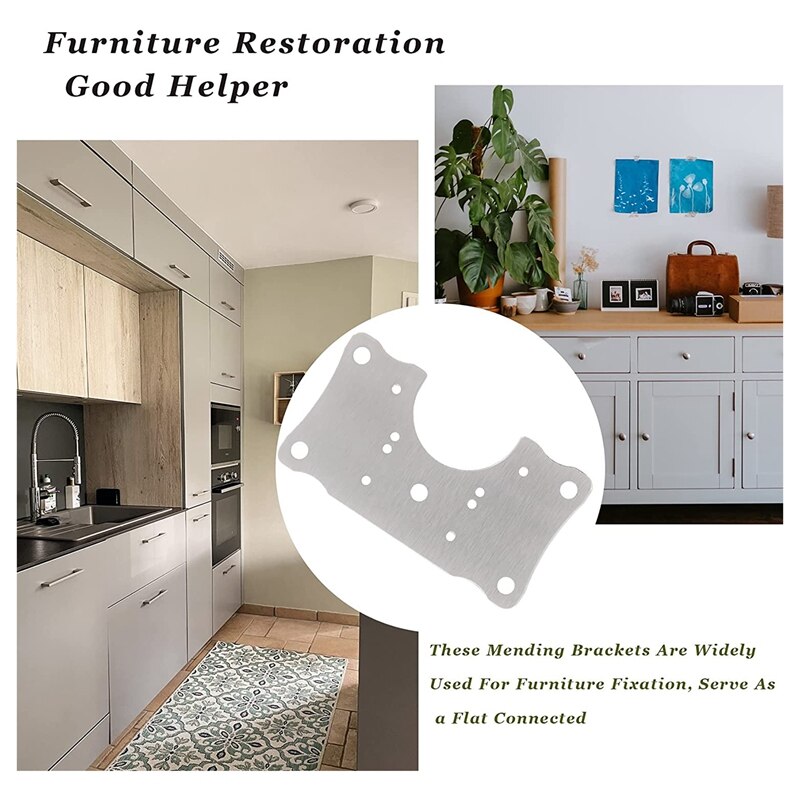 6Pcs Hinge Repair Plate Brackets,Cabinet Hinge Repair Plate Kit With Hole And Screw For Protection Wood Kitchen Cupbo