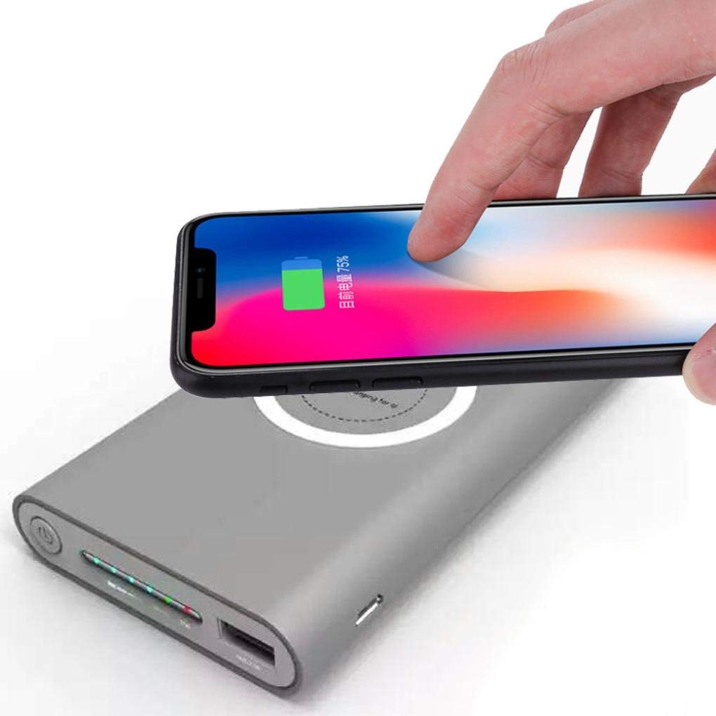 20000 mAh Banca di Potere Senza Fili Per il iPhone XS Max XR X Samsung S9 S8 Powerbank 20000 mAh Qi Caricatore Senza Fili ricarica Powerbank: Grey