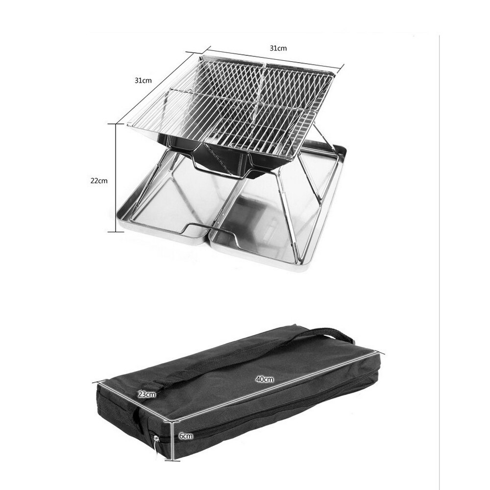 Portable stainless steel folding grill Outdoor Firewood Charcoal Barbecue Grill Camping Beach Mountaineering Picnic BBQ Tools: Default Title