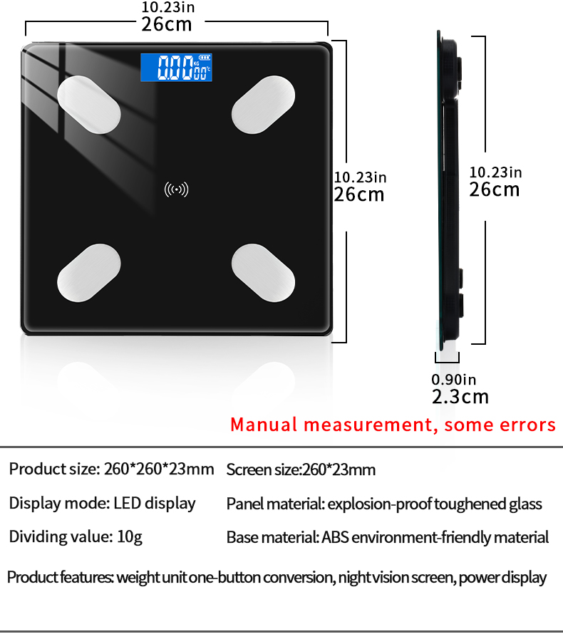 Balance de corps de salle de bains intelligente sans fil Bluetooth balances numériques électroniques au sol Balance de poids analyseur de Composition corporelle