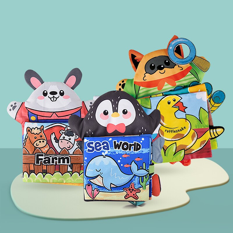 Marionnettes à main pour enfants, jouets pour bébés de 0 à 12 mois, marionnettes à main en peluche, jouets en peluche pour tout-petits, livre en tissu doux pour nouveau-nés