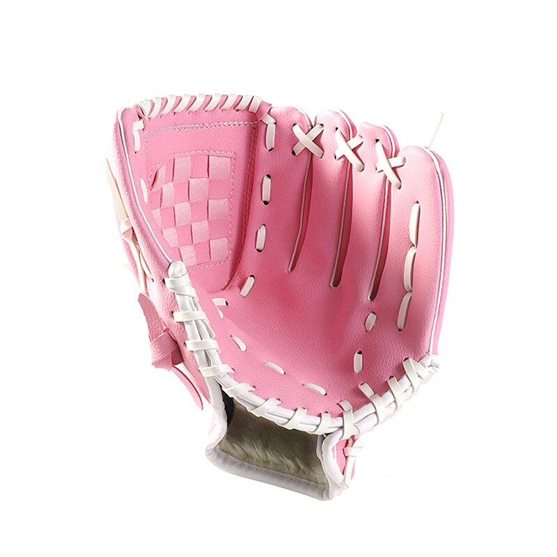 Children Adult Baseball Gloves Leather Softball Practice Equipment Training Match Mittens Left Hand Sport Glove: Pink / 9.5 inches