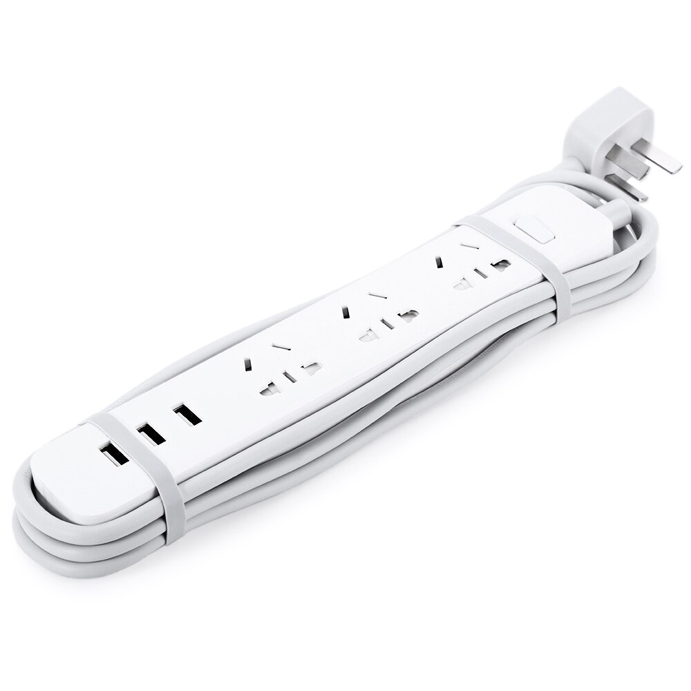 Prise multiprise électronique xiaomi smart home d'origine, charge rapide, 3 prises  + 3 , extension d'interface standard, ue, états-unis: Ajouter un adaptateur européen / Avec 3 ports usb